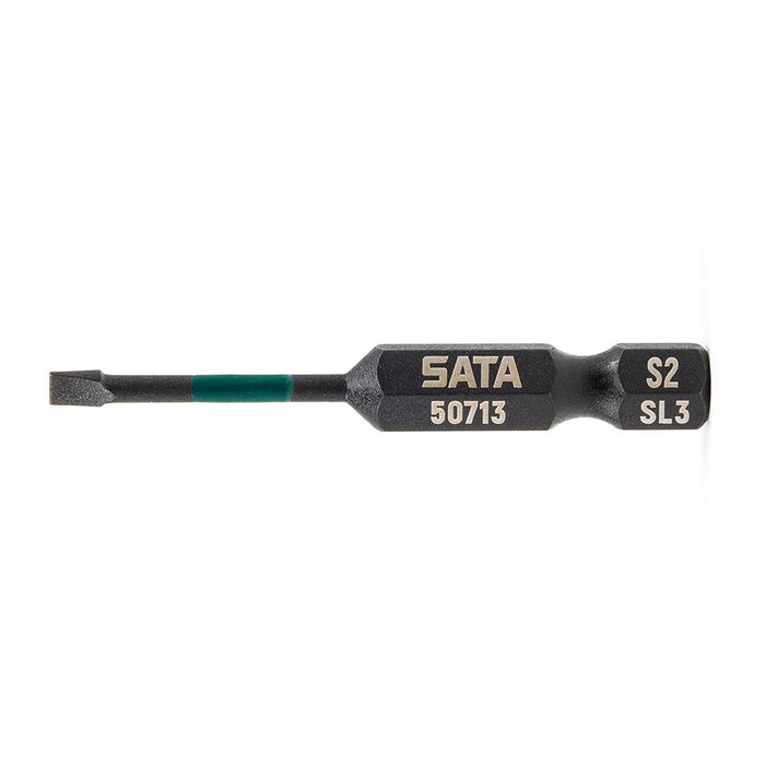 Bộ 10 mũi vít dẹp SATA cốt 6.35mm (1/4 inch), vật liệu thép đen hấp thụ lực xoắn, có nam châm