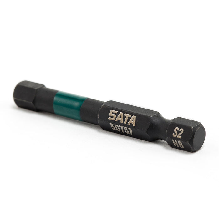 Bộ 10 mũi lục giác SATA cốt 6.35mm (1/4 incnh), vật liệu thép đen hấp thụ lực xoắn, có nam châm