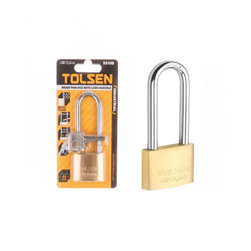 Ổ khóa đồng dài công nghiệp 30 - 40mm TOLSEN, LOCKplus, còng bằng thép cứng mạ Cr (2 chìa khóa đi kèm)