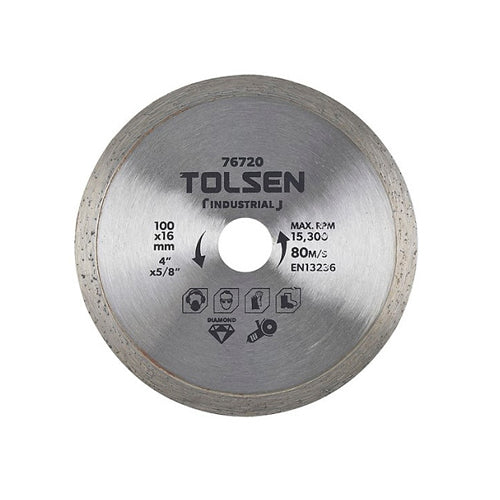 Đĩa cắt kim cương mép liên tục công nghiệp dùng cho gạch 100 - 230mm TOLSEN (cắt ướt)(tiêu chuẩn EN13236)