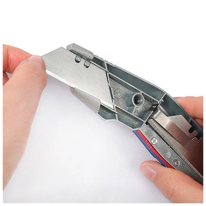 Dao rọc đa năng (hạng nặng) thân dao bằng nhôm, lưỡi cố định, có chức năng mở thân dao không cần dùng tua vít Workpro W013028 (mã mới WP213013)