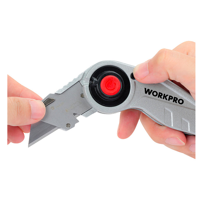Dao gấp đa năng có đèn Led, thân dao bằng nhôm Workpro WP211009