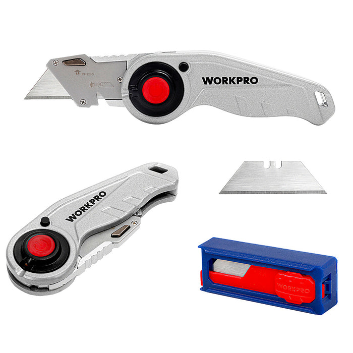 Dao gấp đa năng có đèn Led, thân dao bằng nhôm Workpro WP211009