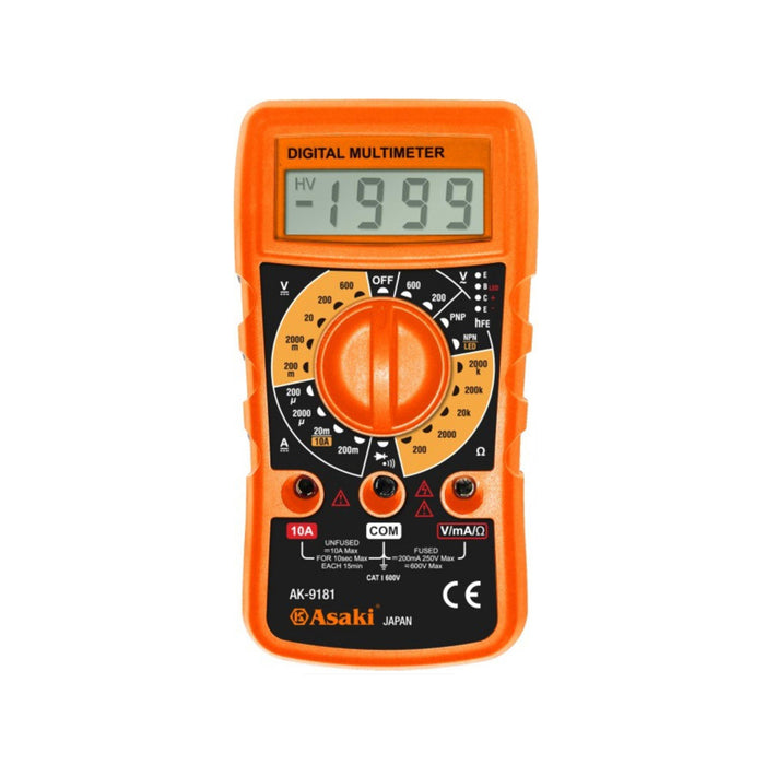 Đồng hồ đo điện vạn năng cao cấp
DC: 600V - 100µV
AC: 600V - 100mV
ADC: 10A - 0.1µA
Ω: 2000kΩ - 0.1Ω 3½ Digit LCD AK-9181