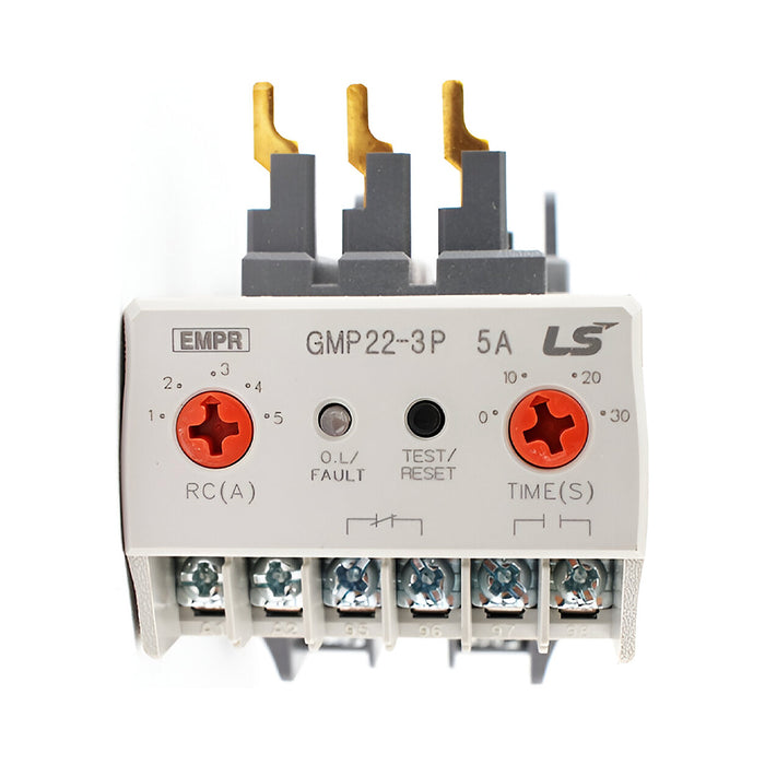 Relay điện tử bảo vệ motor điện LS GMP22-3P (1a1b) dùng cho khởi động từ MC-9b đến MC-22 Dãi bảo vệ từ: 0.3A - 22A