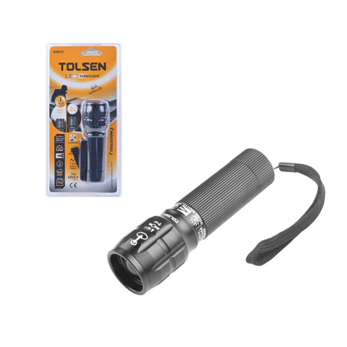 Đèn pin phóng to công nghiệp 3W, cán nhôm, Φ34x110mm TOLSEN 60031