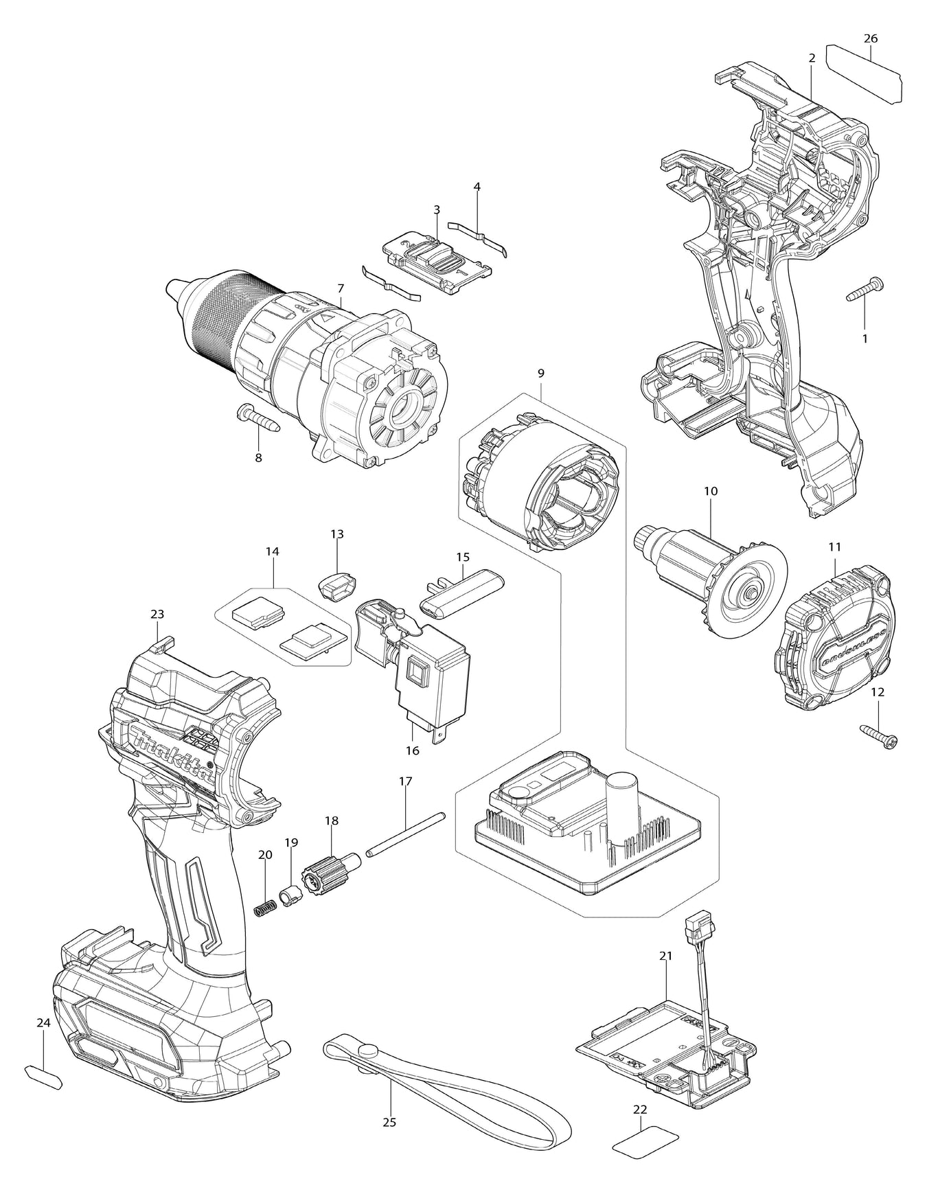 Phụ tùng máy Makita DF001G