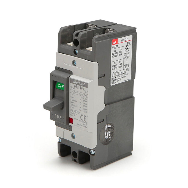 Cầu dao tự động MCCB 2P LS, tải danh định từ 5A ~ 400A, dòng cắt từ 25kA - 85kA