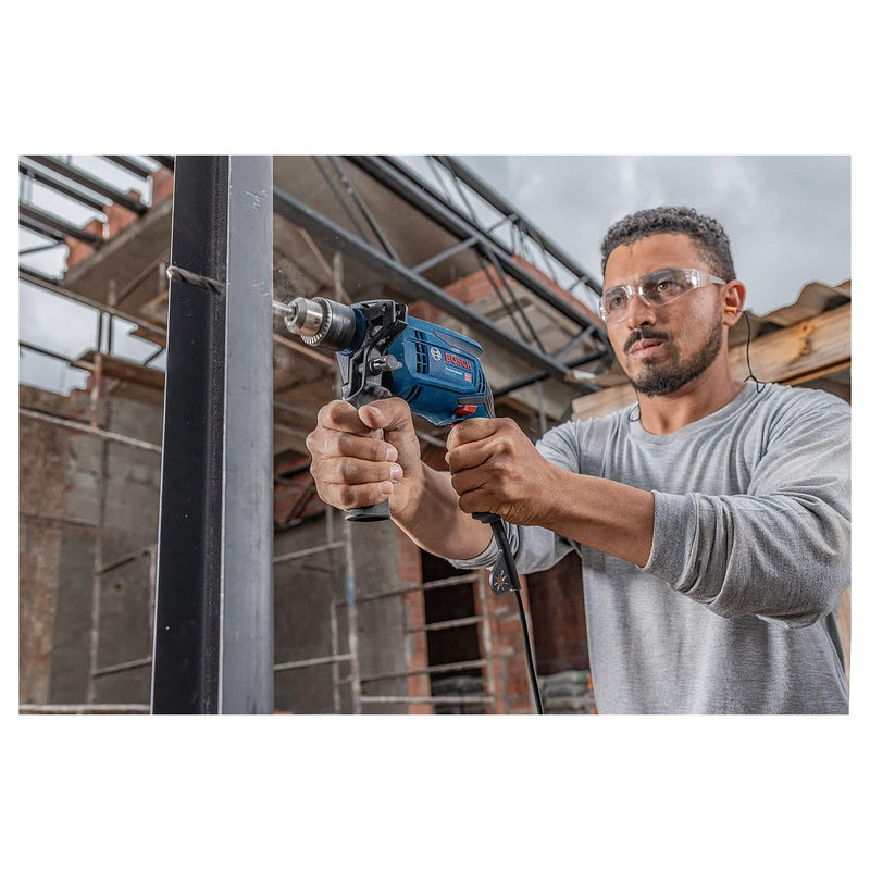 Máy khoan búa kèm bộ phụ kiện 100 chi tiết Bosch GSB 13 RE công suất 650W, đầu kẹp 13mm mã số 06012271K3