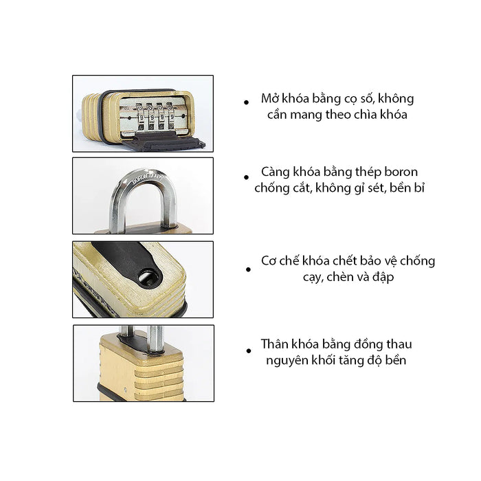 Ổ khóa số Master Lock 1175D cao cấp , thân khóa bằng đồng thau nguyên khối chất lượng cao, 4 cọc số