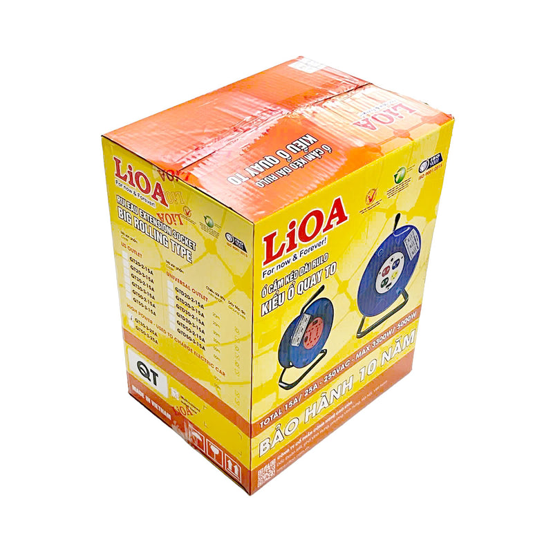 Ổ cắm nối dài rulo tay quay chuyên dùng cho xe điện LIOA QT-Series, có Aptomat (CB) chống quá tải