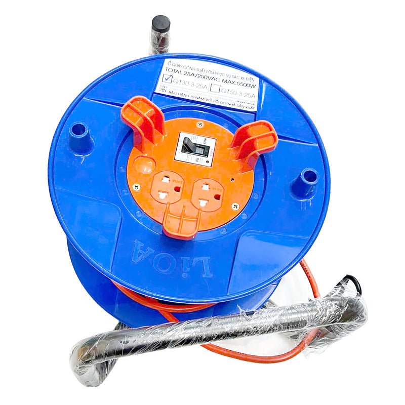 Ổ cắm nối dài rulo tay quay chuyên dùng cho xe điện LIOA QT-Series, có Aptomat (CB) chống quá tải