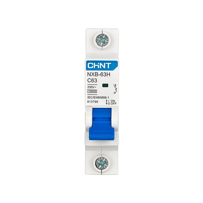 Cầu dao tự động loại nhỏ MCB Chint NXB-63H series, tải danh định từ 6A - 63A, dòng cắt 10kA. Tiêu chuẩn quốc tế 