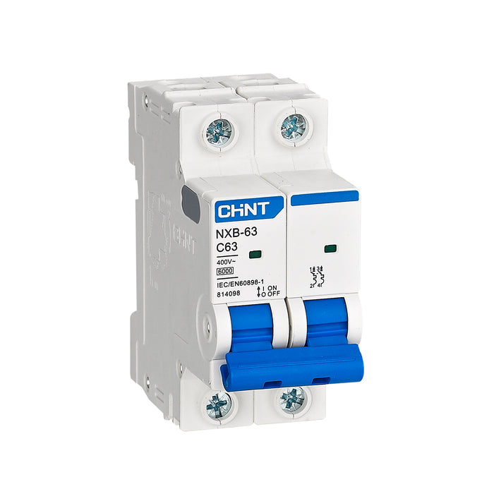 Cầu dao tự động loại nhỏ MCB Chint NXB-63 series, tải danh định từ 6A -63A, dòng cắt 6kA. Tiêu chuẩn quốc tế