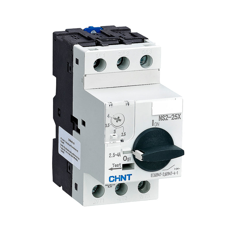 Bộ khởi động động cơ trực tiếp Chint NS2-25X, 3P dãi điện áp rộng 230V/240V, 400V/415V, 440V, 500V, 690V. Chứng chỉ CE, UL, EACH, Intertek