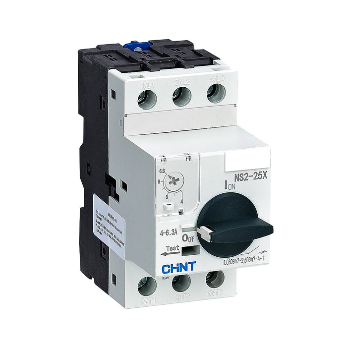 Bộ khởi động động cơ trực tiếp Chint NS2-25X, 3P dãi điện áp rộng, công suất 60W - 11kW lắp thanh ray. Chứng chỉ CE, UL, EACH, Intertek