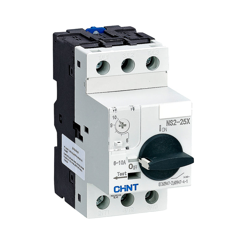Bộ khởi động động cơ trực tiếp Chint NS2-25X, 3P dãi điện áp rộng, công suất 60W - 11kW lắp thanh ray. Chứng chỉ CE, UL, EACH, Intertek