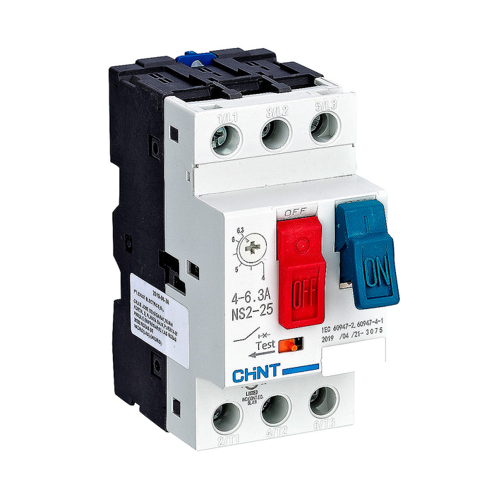 Bộ khởi động động cơ trực tiếp Chint NS2-25, 3P dãi điện áp rộng, công suất từ 60W ~ 11kW lắp thanh ray. Chứng chỉ CE, UL, EACH, Intertek