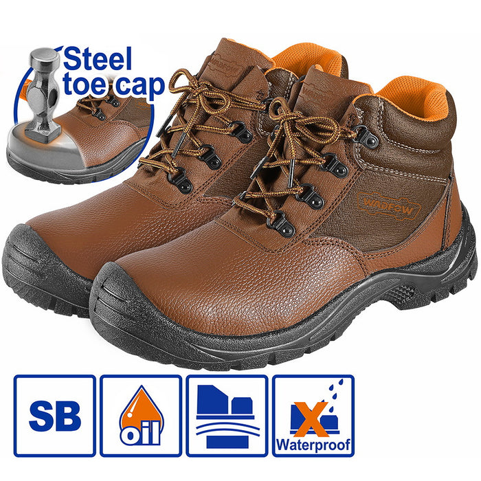 Giày bảo hộ da mũi thép Wadfow, kích thước từ 39 - 43, cấp độ an toàn SB