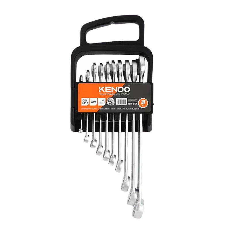 Bộ cờ lê vòng miệng 10 chi tiết Kendo 15415, vật liệu thép Cr-V