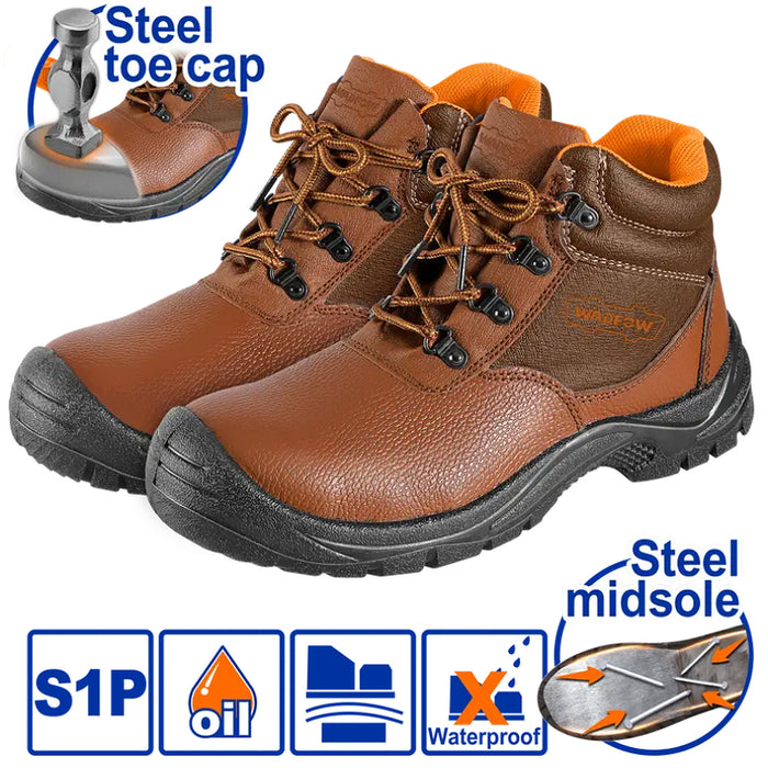 Giày bảo hộ da Wadfow, kích thước từ 39 - 43. chất liệu mũi và đế giày bằng thép, cấp độ an toàn S1P