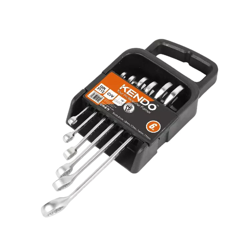 Bộ cờ lê 2 đầu vòng miệng 6 chi tiết Kendo 15412, vật liệu thép Cr-V