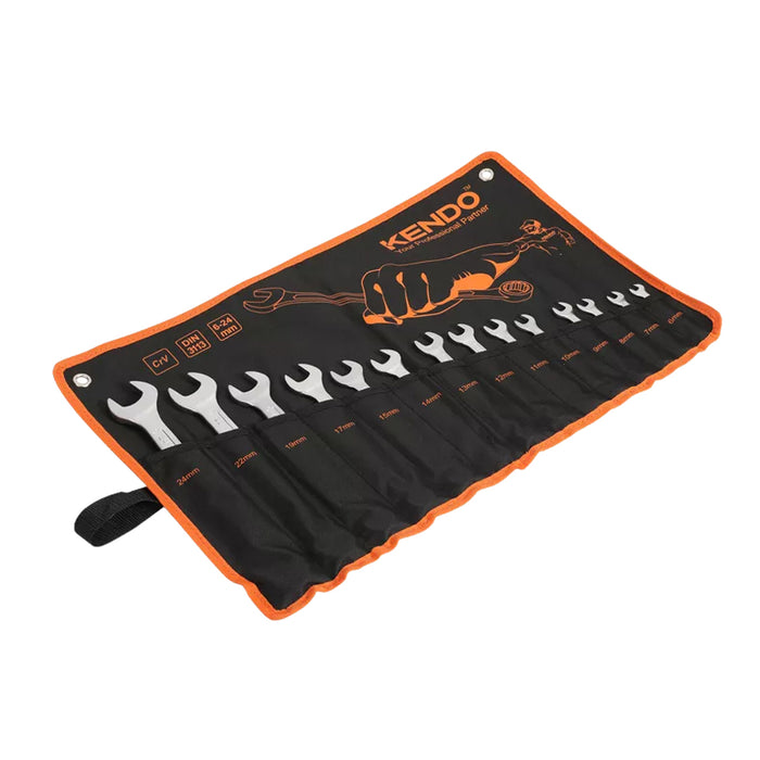 Bộ cờ lê 2 đầu vòng miệng 14 chi tiết Kendo 15246, vật liệu thép Cr-V