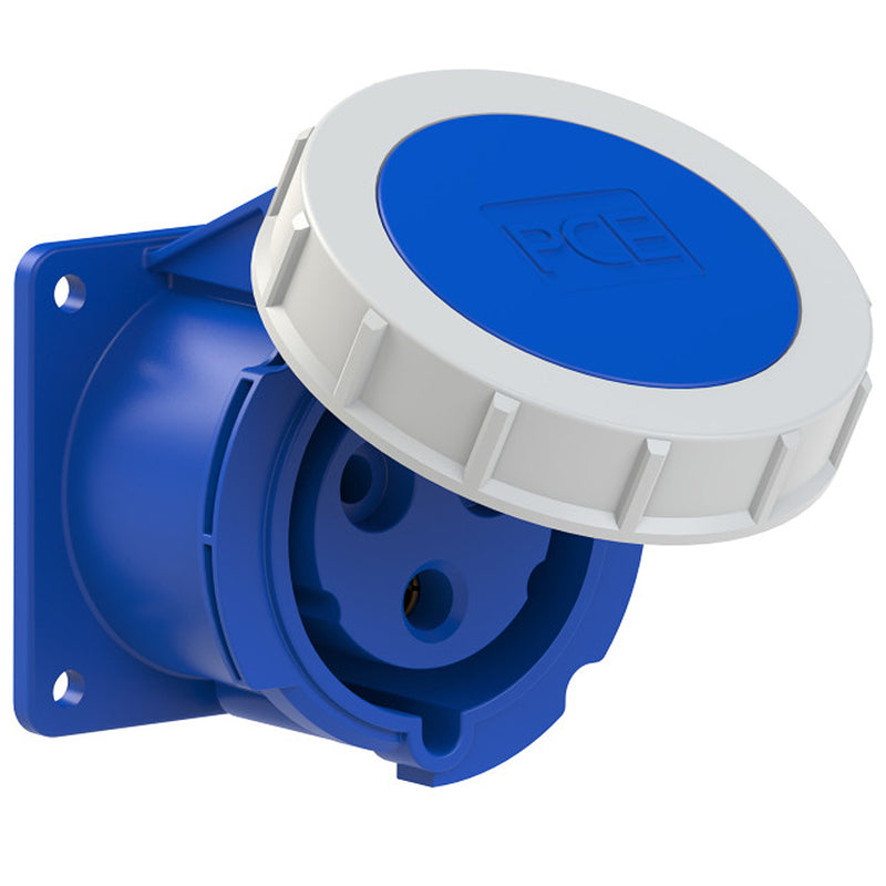 Ổ cắm công nghiệp PCE lắp âm, mặt thẳng, tải từ 16A - 32A, 3 cực (2P+PE), điện áp 230V, kín nước tiêu chuẩn IP67