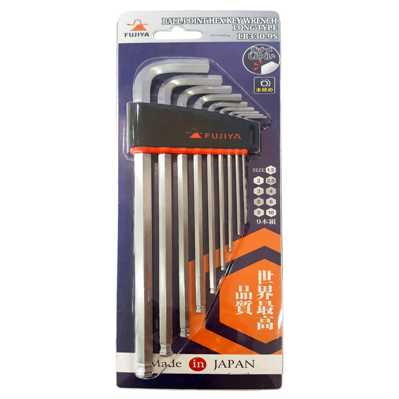Bộ lục giác đầu bi thân dài 9 chi tiết Fujiya LB330-9S kích thước từ 1.5mm - 10mm