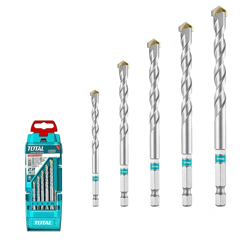 Bộ mũi khoan bê tông 5 chi tiết Total TACSD6055 kích thước từ 4mm - 10mm, đuôi lục giác 6.35mm (1/4 inch)