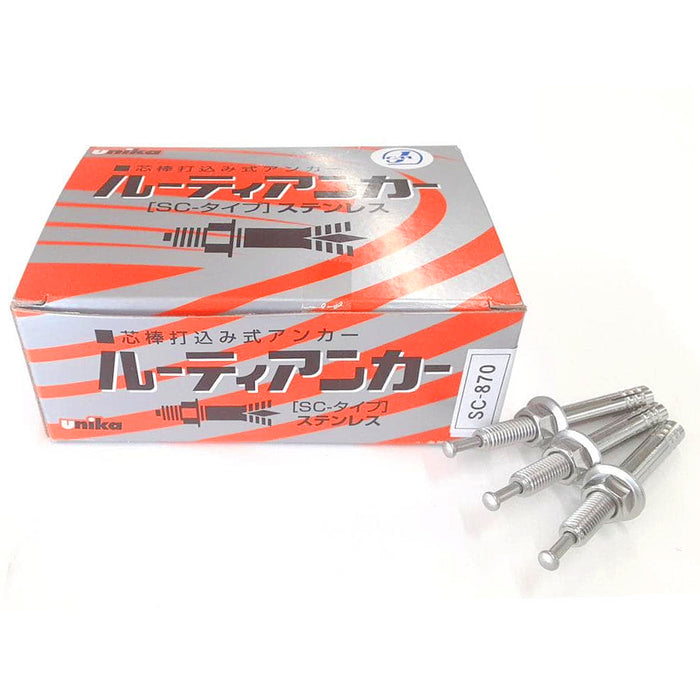 Tắc kê nở đinh SC-Type hệ mét và inch Unika, chất liệu thép không gỉ, chuyên dùng cho bê tông, đá. Chứng nhận JCAA