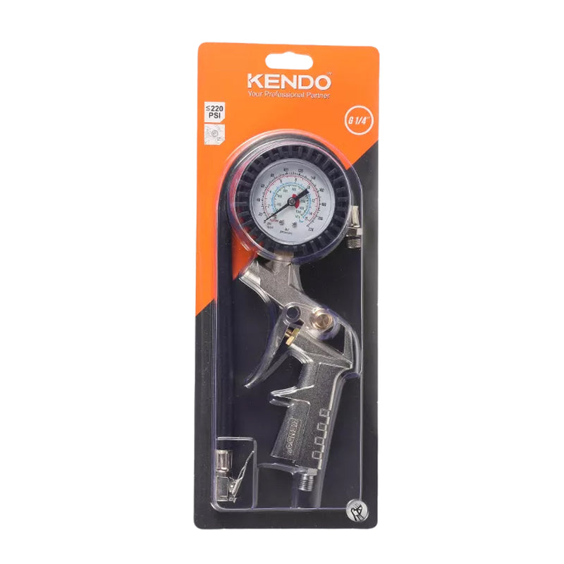 Đồng hồ bơm bánh xe Kendo 75712, vật liệu nhôm mạ nickel