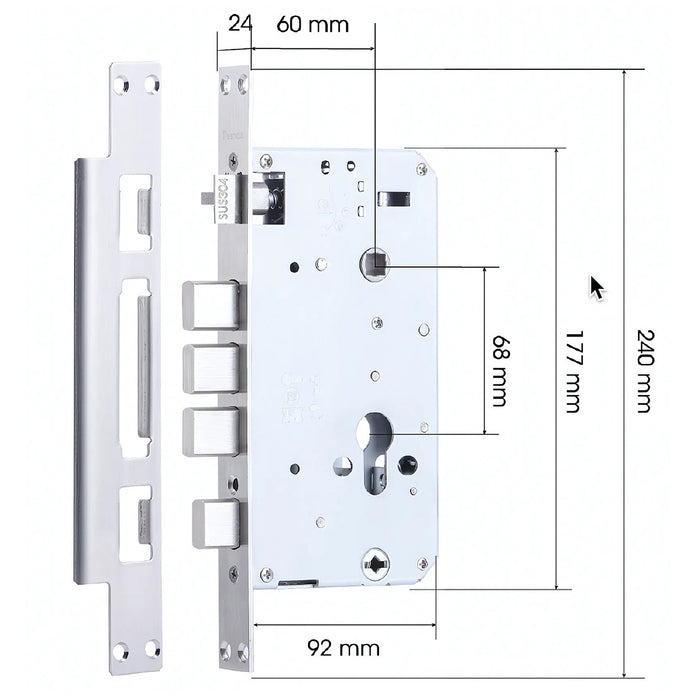 Phụ kiện hộp khoá tiêu chuẩn Demax dành cho khoá điện tử, độ dày cửa từ 35 đến 90mm, chất liệu thép không gỉ SUS 304