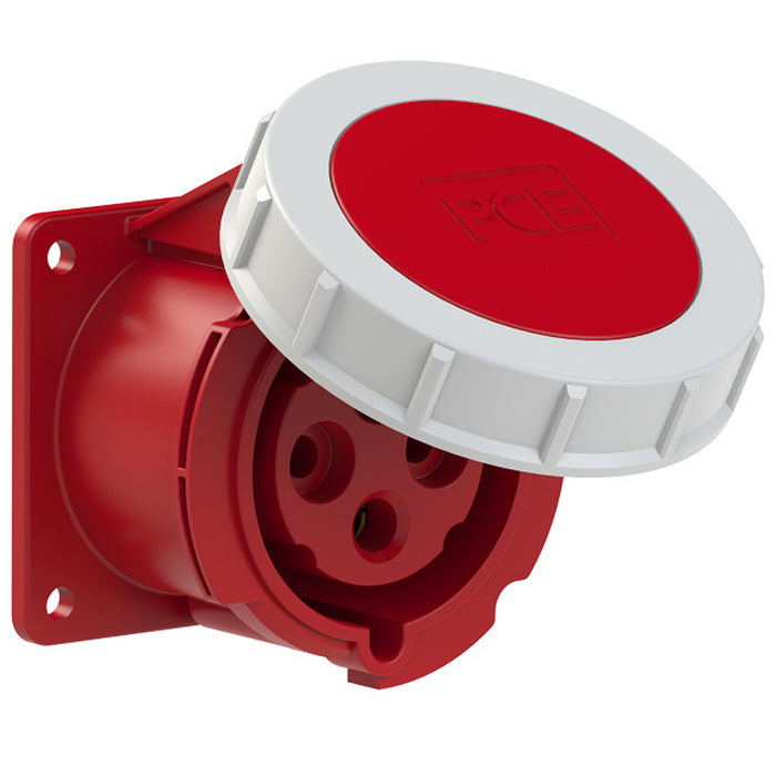 Ổ cắm công nghiệp PCE lắp âm, mặt thẳng, tải từ 16A - 32A, 4 cực (3P+PE) điện áp 400V, kín nước tiêu chuẩn IP67