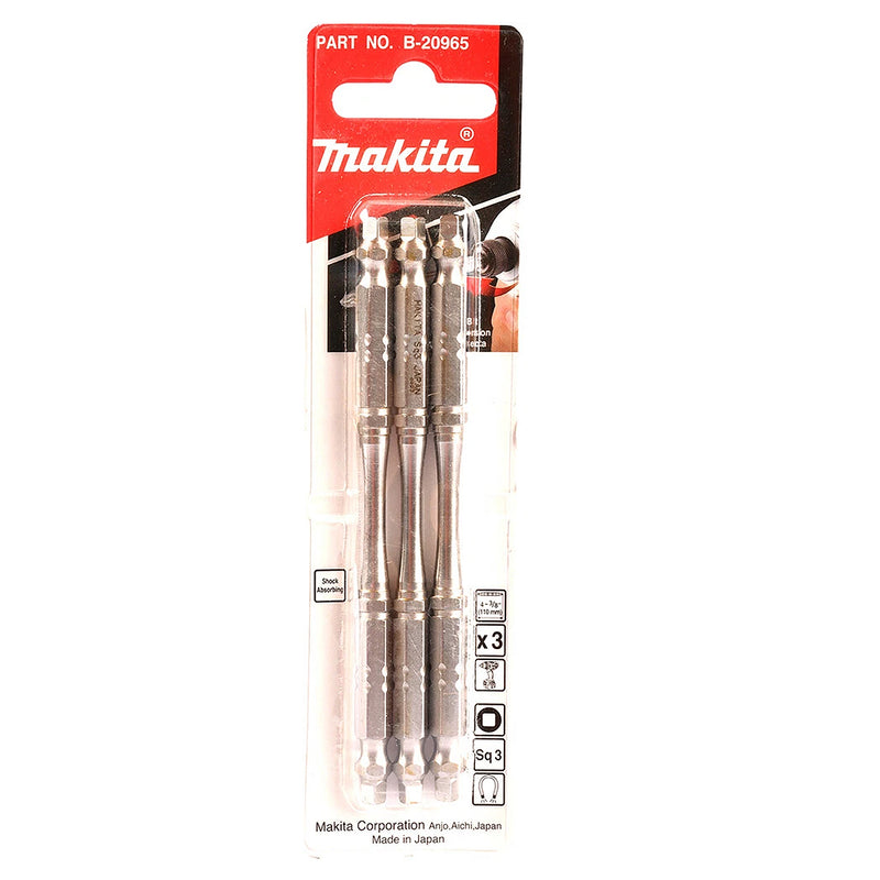 Vĩ 3 mũi vít Torsion 2 đầu vuông (SQ) Makita kích thước từ SQ1 - SQ3, đuôi lục giác 6.35mm (1/4 inch)