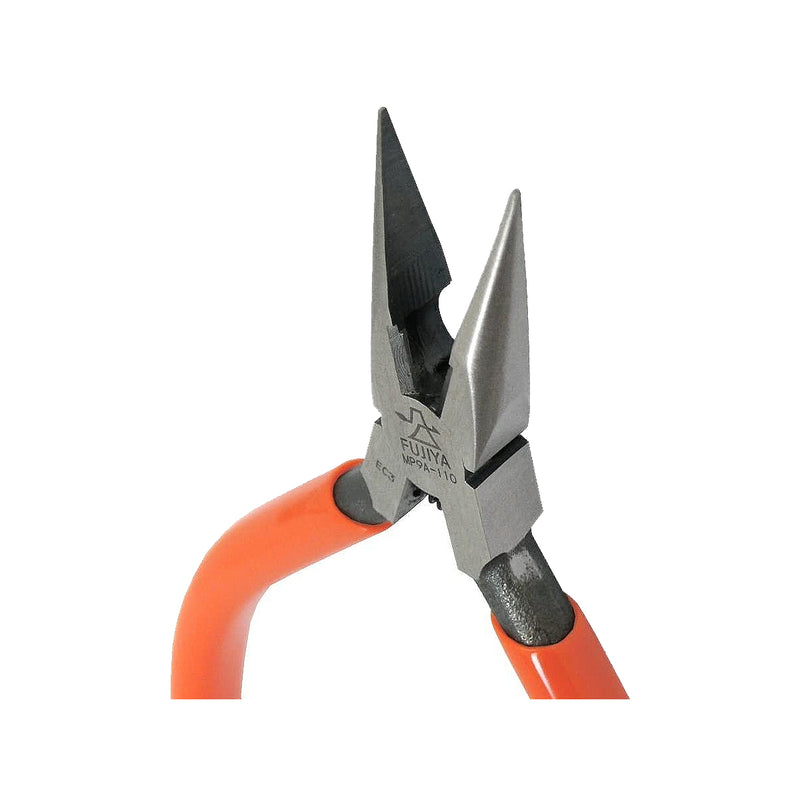 Kìm nhọn mini mũi ngắn 110m (4.5 inch) Fujiya MP9A-110, có lò xo trợ lực. Tiêu chuẩn RoHS. Xuất xứ Nhật Bản