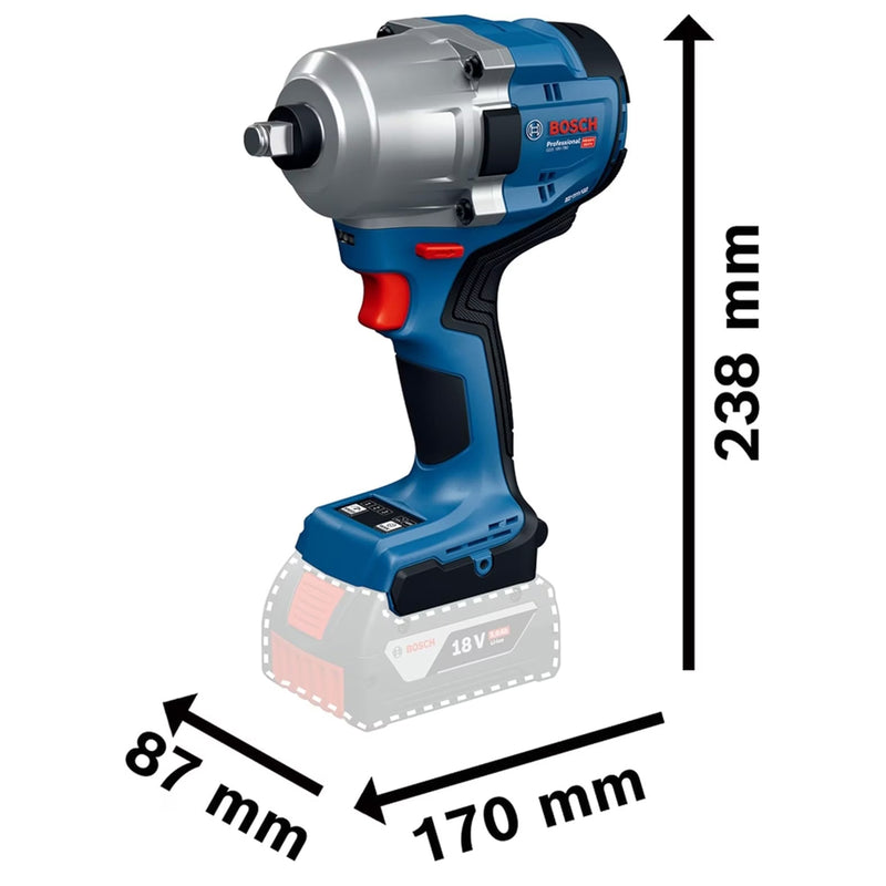Máy siết bu lông Bosch GDS 18V-780 dùng Pin 18V, cốt 1/2 inch