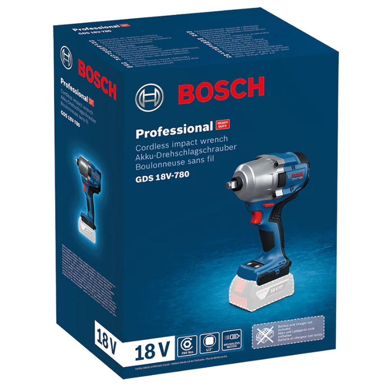 Máy siết bu lông Bosch GDS 18V-780 dùng Pin 18V, cốt 1/2 inch