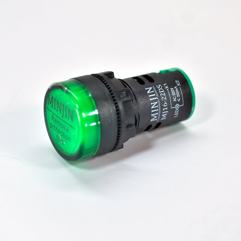 Đèn báo pha, đèn báo tủ điện 22mm Minjin MJ16-22DS, điện áp 220V/AC, LED