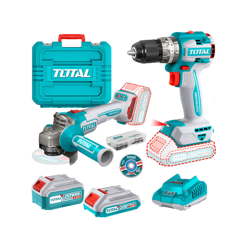 Bộ combo Máy mài góc và Máy khoan đầu kẹp dùng Pin 20V TOTAL TCKLI2027310