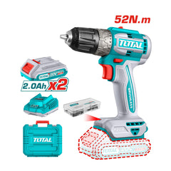 TDLI20453: Thân Máy, 2 Pin 2.0Ah (TFBLI20011), 1 sạc (TFCLI2001), vali nhựa, hộp 47 món linh kiện