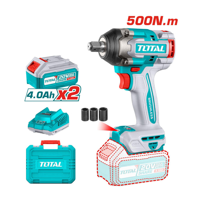 Máy siết buloong không chổi than dùng pin Lithium-Ion 20V TOTAL TIWLI2050