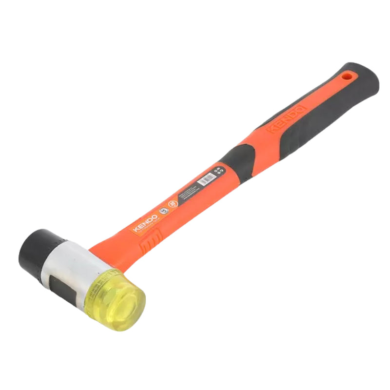 Búa cao su 2 đầu vàng - đen cán sợi thủy tinh Kendo, kích thước từ 35mm - 40mm