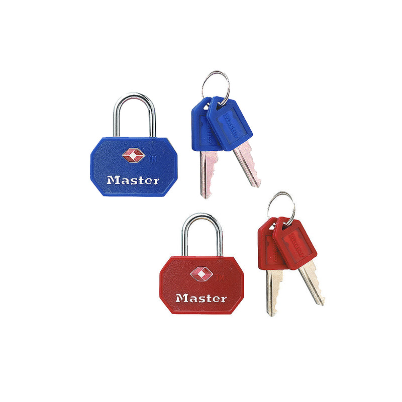 Bộ 2 ổ khóa mini Master Lock 4681TBLR cao cấp đạt chuẩn TSA, thân khóa bằng kim loại nguyên khối được bọc nhựa ABS 30mm
