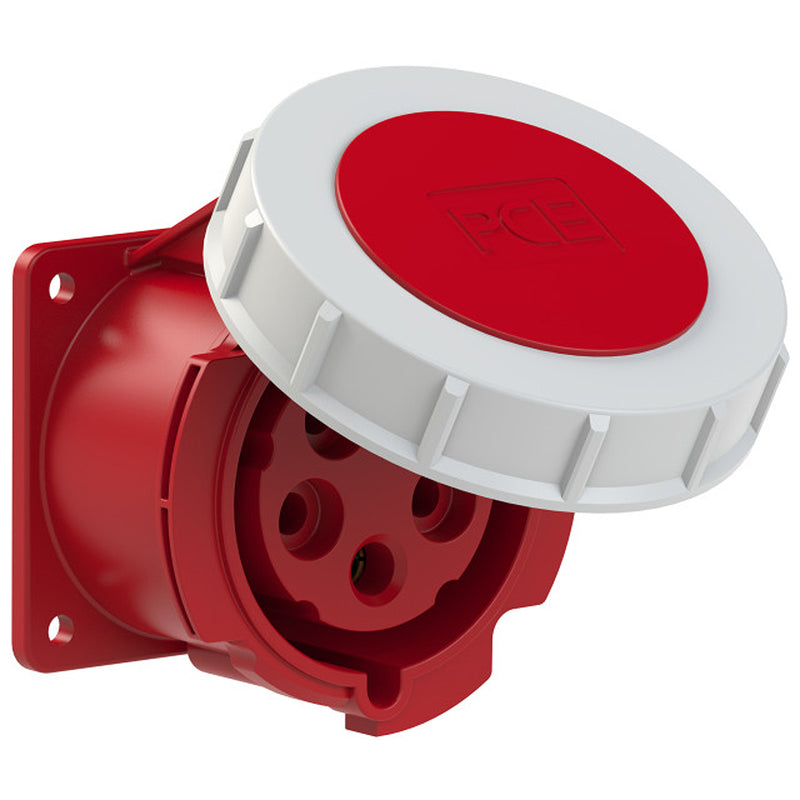 Ổ cắm công nghiệp PCE lắp âm, mặt thẳng, tải từ 16A - 32A, 5 cực (3P+N+PE) điện áp 400V, kín nước tiêu chuẩn IP67