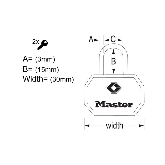 Bộ 2 ổ khóa mini Master Lock 4681TBLR cao cấp đạt chuẩn TSA, thân khóa bằng kim loại nguyên khối được bọc nhựa ABS 30mm