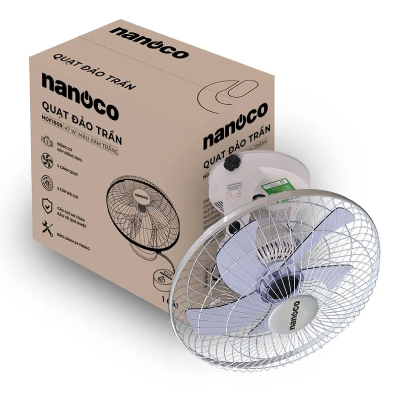 Quạt đảo trần Nanoco NOF1609 công suất 47W, đường kính cánh quạt 40cm