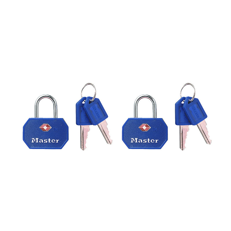 Bộ 2 ổ khóa mini Master Lock 4681TBLR cao cấp đạt chuẩn TSA, thân khóa bằng kim loại nguyên khối được bọc nhựa ABS 30mm