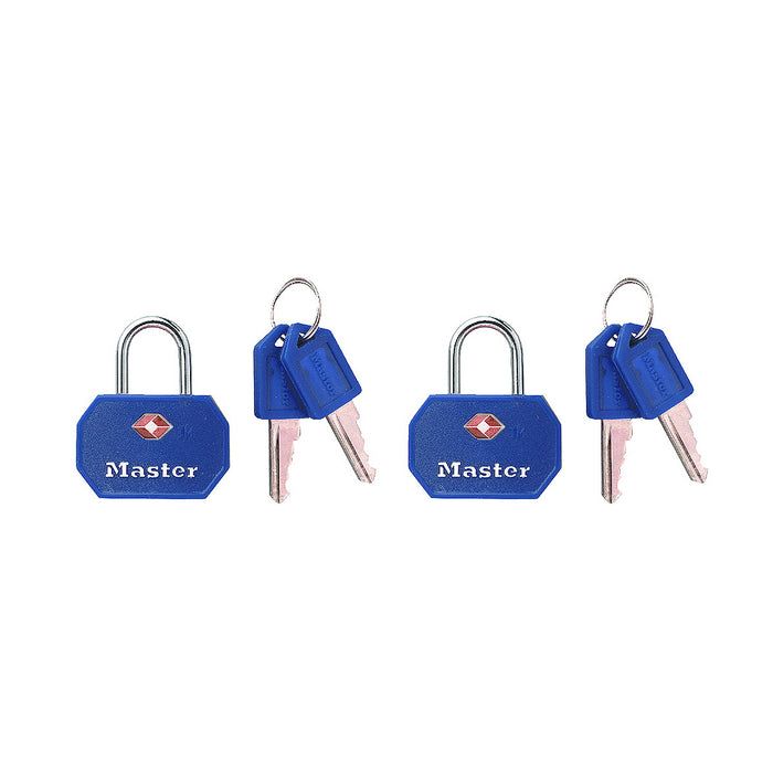 Bộ 2 ổ khóa mini Master Lock 4681TBLR cao cấp đạt chuẩn TSA, thân khóa bằng kim loại nguyên khối được bọc nhựa ABS 30mm