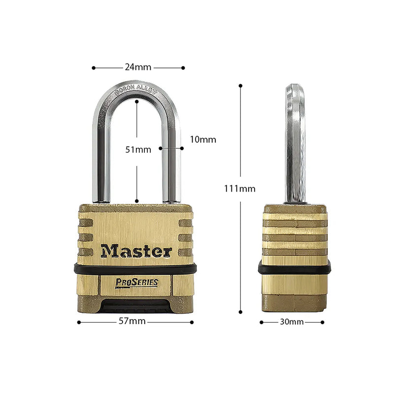 Ổ khóa số càng dài Master Lock 1175DLH cao cấp, thân khóa bằng đồng thau nguyên khối, 4 cọc số